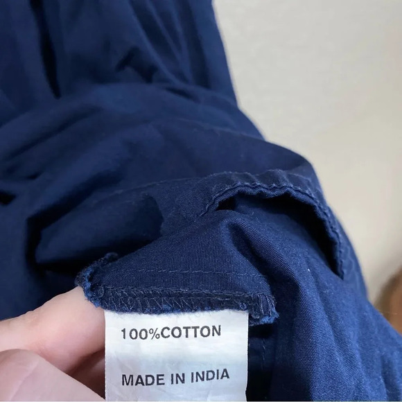 ESHAKTI Navy Blue Cotton Fit-And-Flare Dress Sweetheart Neckline Size 12 - Picture 7 of 9